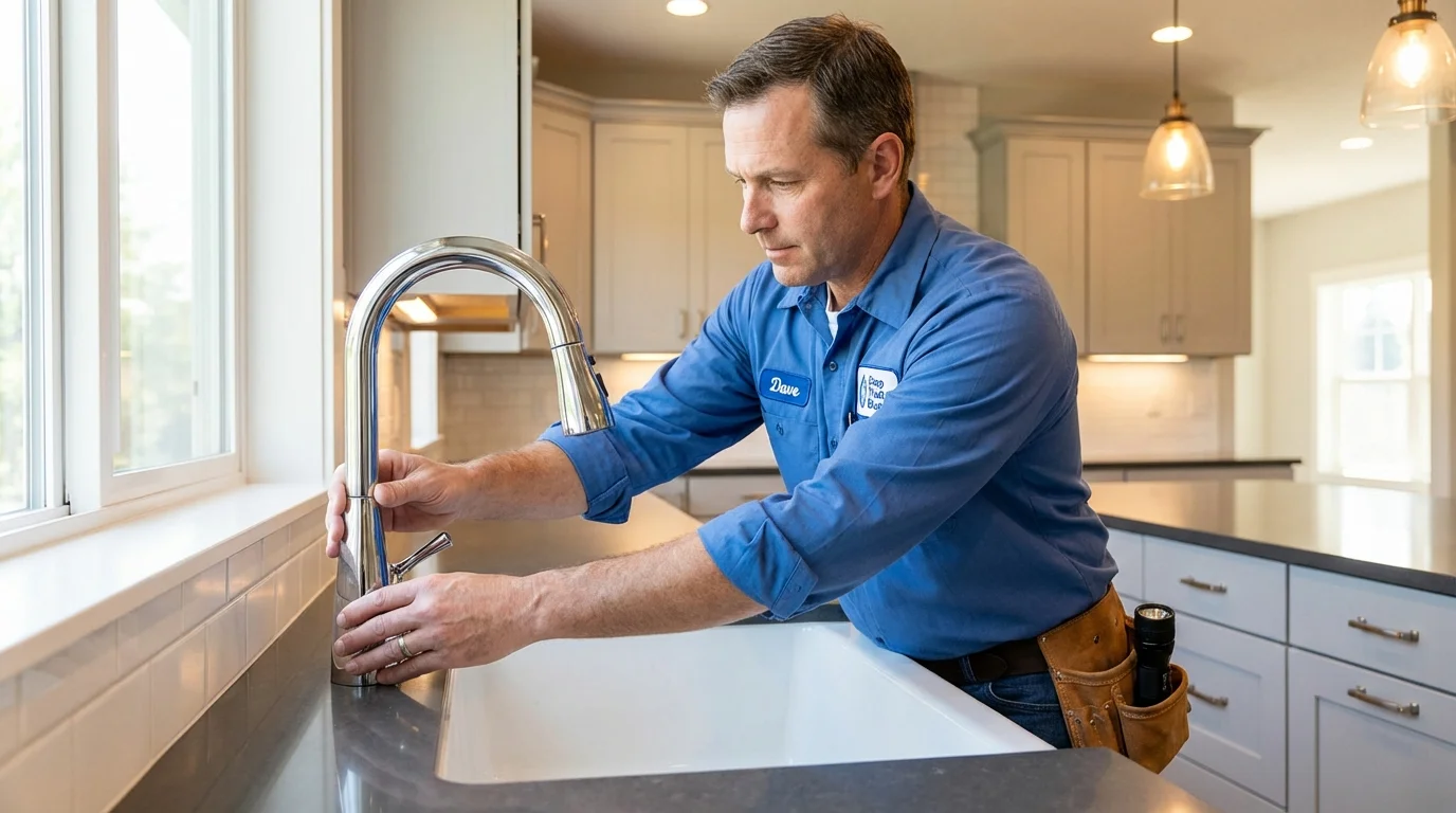 Kitchen faucet installation by Johns Plumbing LLC in Churubusco